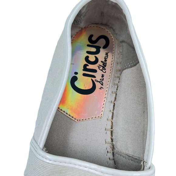 Circus Sam Edelman Slip On Canvas Flat Shoes Round Toe White Women SZ 7 - Picture 10 of 10